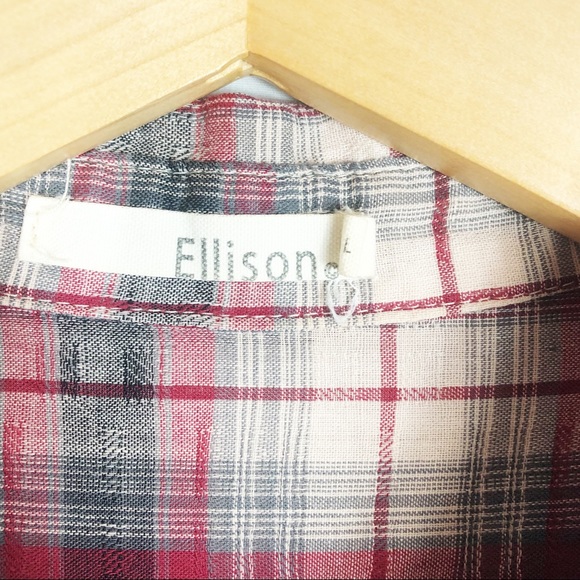 Ellison Plaid Button Down | Red White | Size Large - Picture 2 of 9